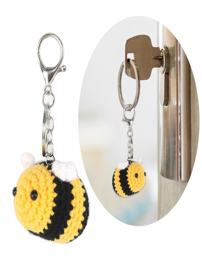 URTERYSER Crocheted Keychain, Bees Keychain 3D Bumblebees Pendant Keyring Cute Car Keyring Charm Handmade, Yellow - Image 2